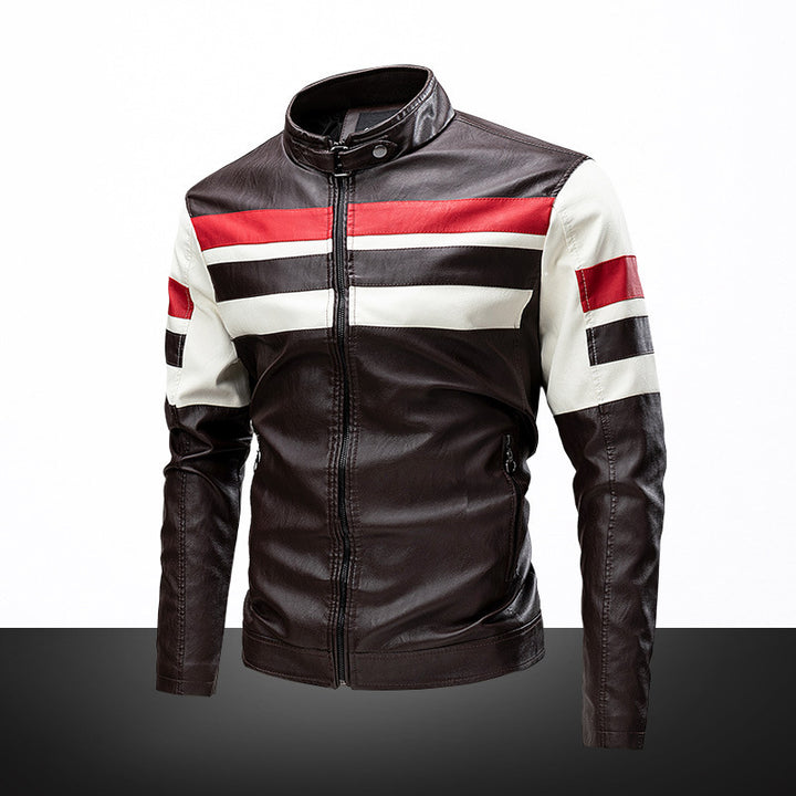 Herren Modische Kunstlederjacke im sportlichen Design Drune