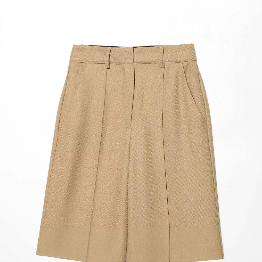 Damen nan elegante Highwaist-Hose mit Bügelfalte, verdeckter Hakenleiste und weitem Culotte-Schnitt Drune