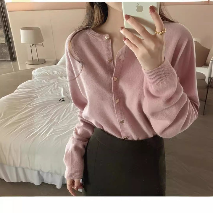 Damen Feinstrickjacke mit dekorativen Knöpfen und schickem Schnitt Drune