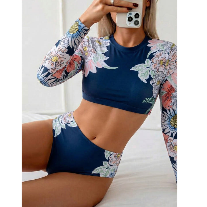 Damen Surf-Bikini-Set mit langen Ärmeln Drune