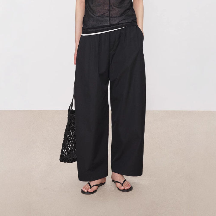 Damen Weit geschnittene Palazzo-Hose mit elastischem Bund Drune