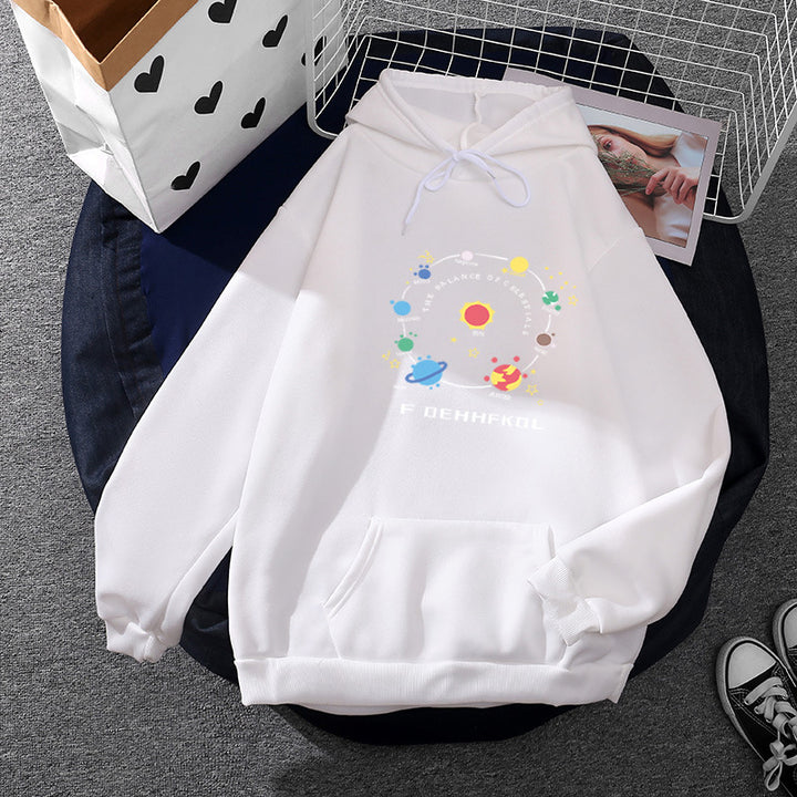 Damen nan Kapuzenpullover im Astronomie‑Print mit Kängurutasche und verstellbarem Kordelzug Drune