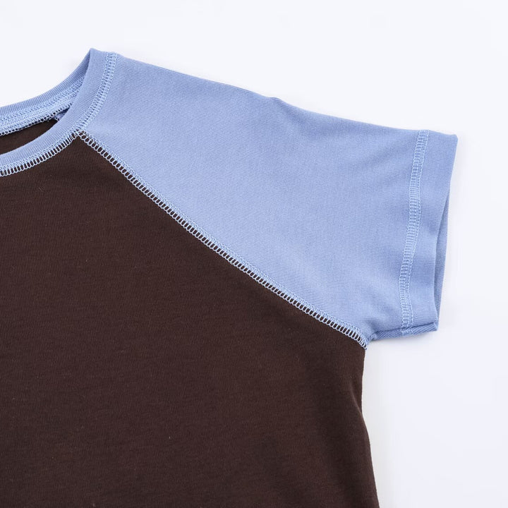 Damen Sportliches T-Shirt mit Kontrastärmeln und lässigem Schnitt Drune