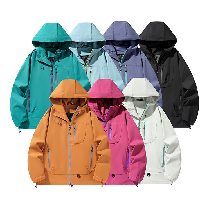 Herren wasserdichte Softshell-Kapuzenjacke mit verschweißten Nähten, verdeckter Brusttasche und verstellbarem Saum Drune