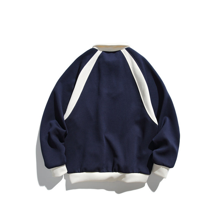 Unisex Oversize Halfzip-Sweatshirt mit kontrastierendem Hemdkragen und Raglanärmeln Drune