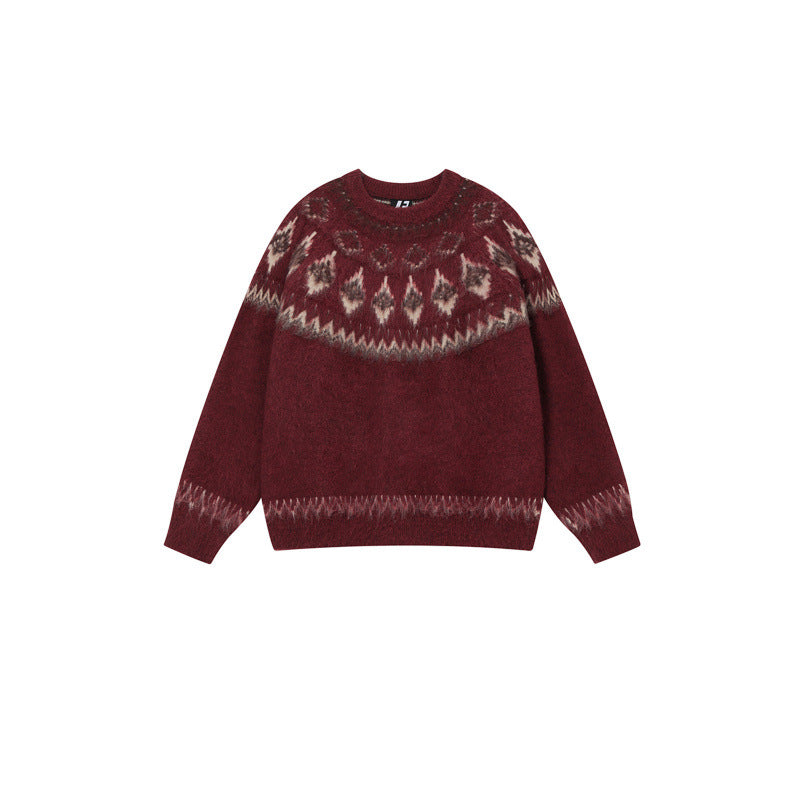 Damen Modischer Pullover mit traditionellem Muster Drune