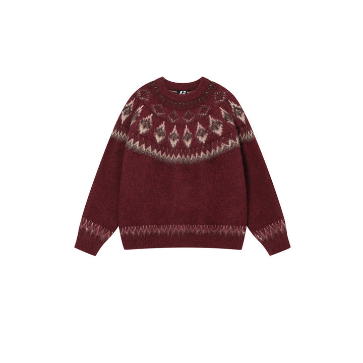 Damen Modischer Pullover mit traditionellem Muster Drune