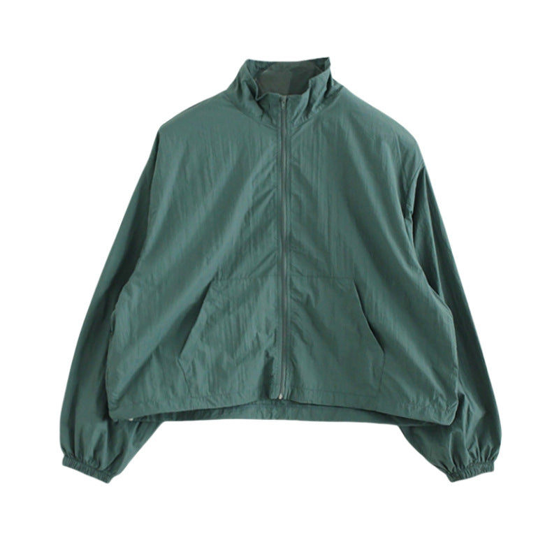 Damen sportliche Windjacke mit hohem Kragen und Reißverschluss Drune