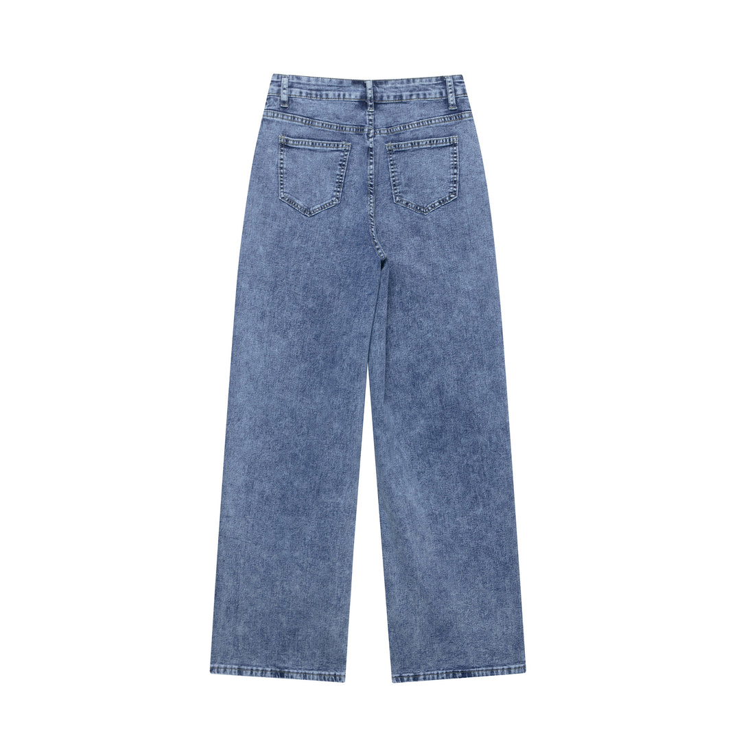 Damen weite Denim-Hose mit Patch-Design Drune