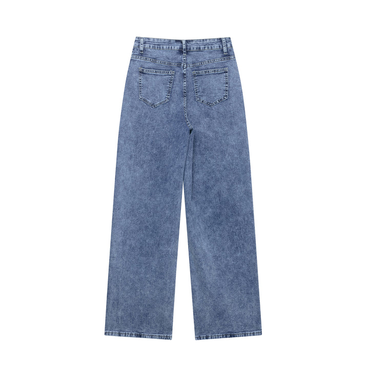 Damen weite Denim-Hose mit Patch-Design Drune