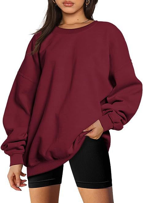 Damen nan Oversize-Sweater mit tiefem Schulterfall und gerippten Bündchen Drune
