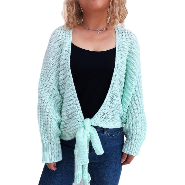 Damen lässiger Strickcardigan mit modischen Bindebändern und oversize Passform Drune