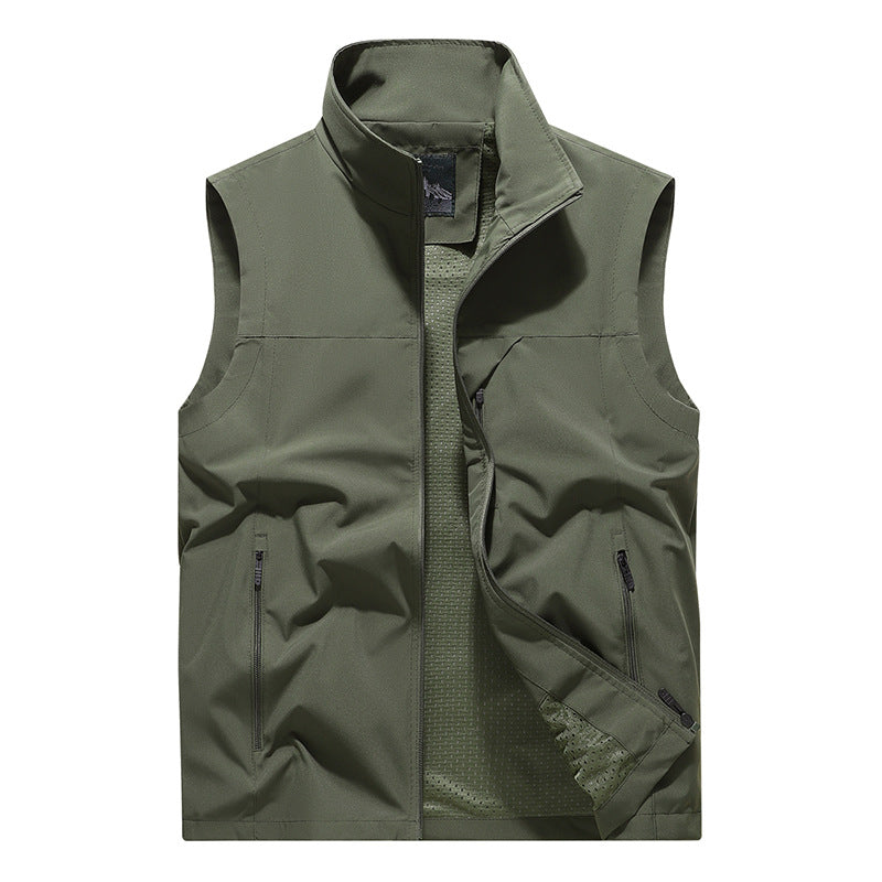 Herren Winddichte Softshell‑Outdoorweste mit belüftetem Mesh‑Innenfutter und verdeckten Reißverschlusstaschen Drune