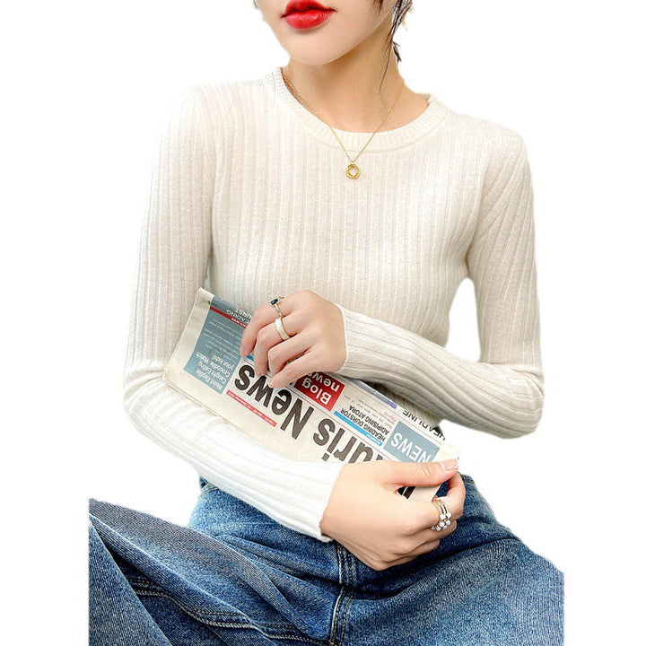 Damen Feinstrickpullover mit Rippstruktur und Rundhalsausschnitt Drune