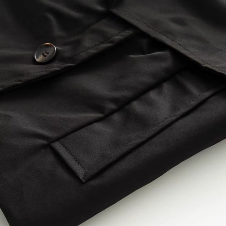 Damen Kurz geschnittener Cropped-Trenchcoat mit doppelreihiger Knopfleiste und Schulterklappen Drune