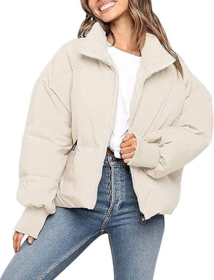 Damen Gesteppte Kurzjacke mit Stehkragen, wattierter Füllung und elastischen Bündchen Drune