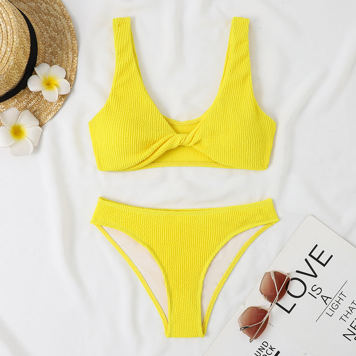 Damen strukturiertes Twist Vorderbikini-Set Drune