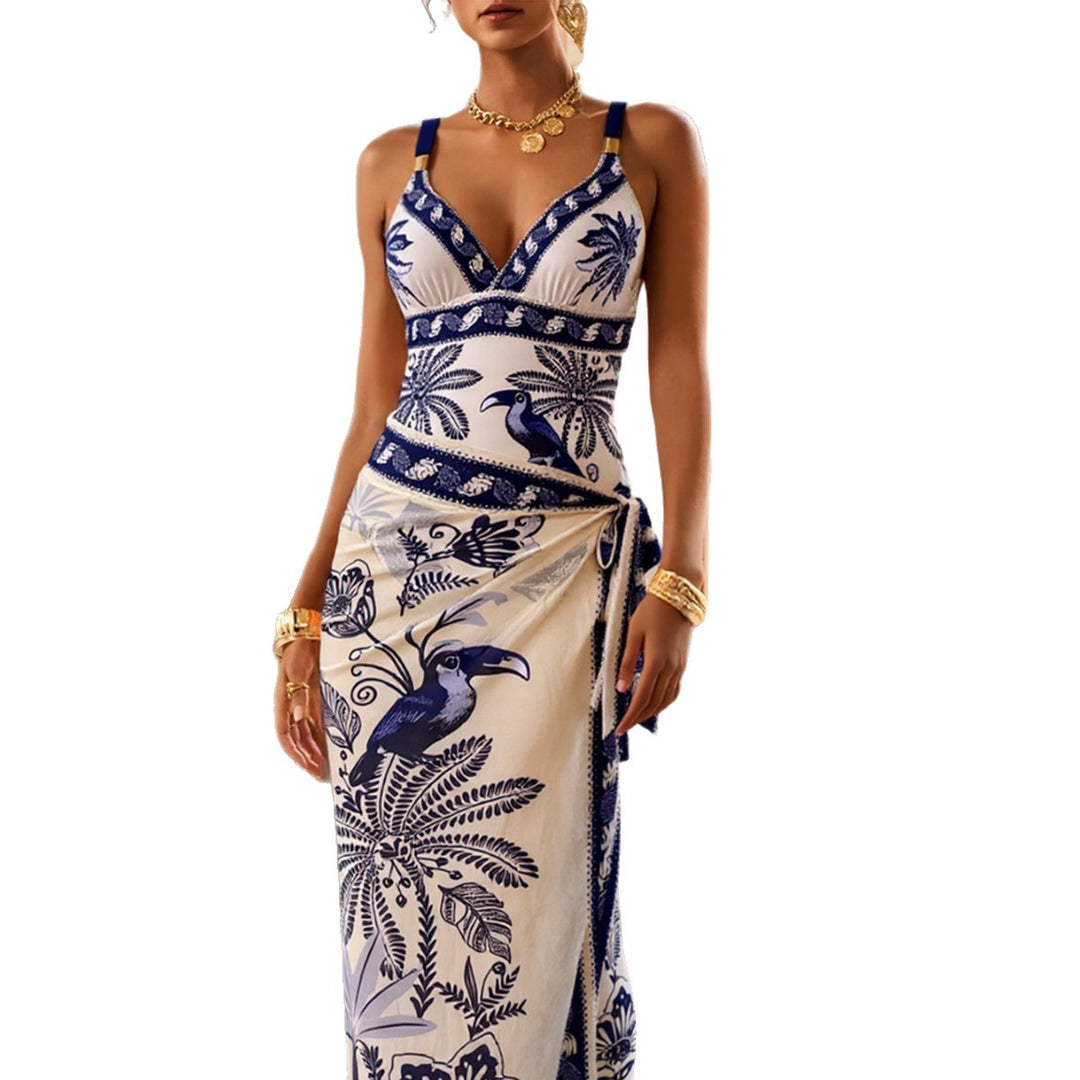 Damen Elegantes Strandkleid mit dekorativem Wickelrock Drune