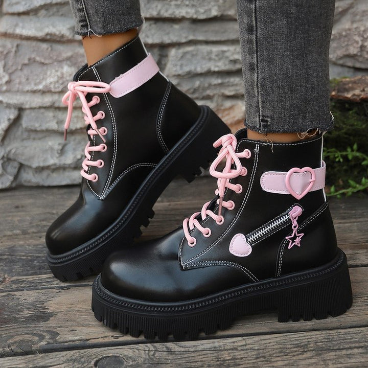 Damen Modische Stiefel mit Herz- und Stern-Details Drune