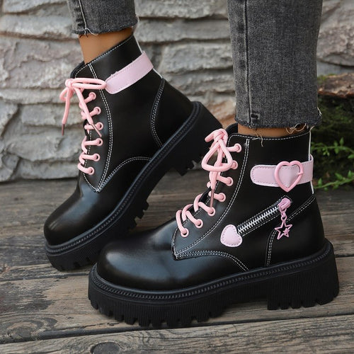 Damen Modische Stiefel mit Herz- und Stern-Details Drune