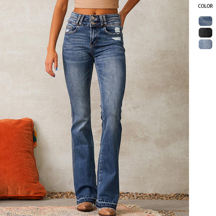 Damen Flared Jeans im Vintage-Stil Drune