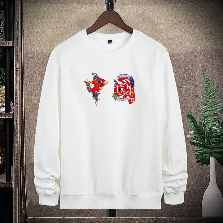 Herren Rundhals-Sweatshirt mit detailreichem Grafikprint Drune
