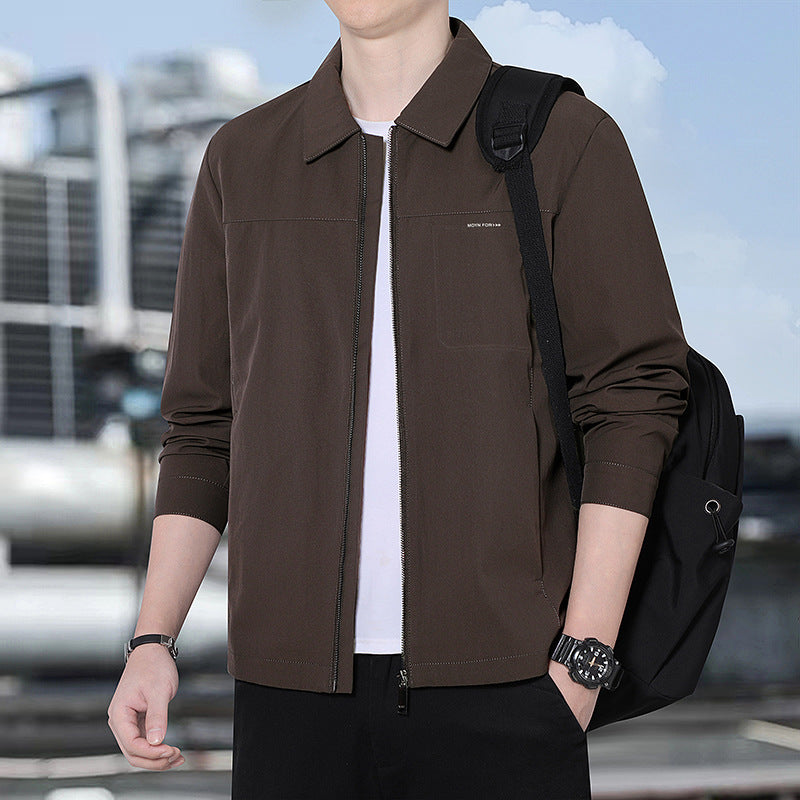 Herren leichte urbane Übergangsjacke mit Reißverschluss, Stehkragen und minimalistischem Design Drune