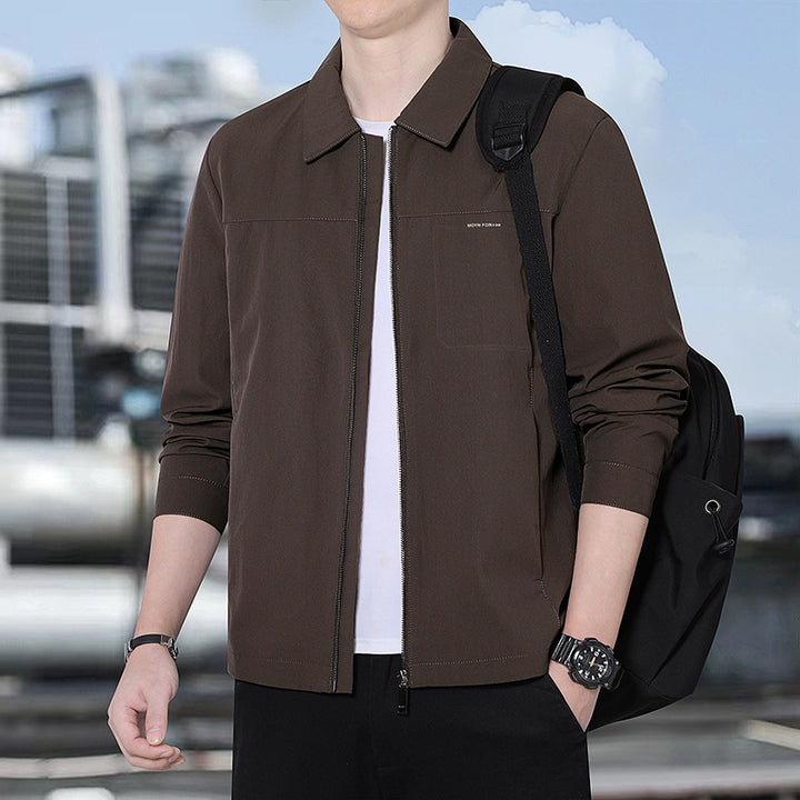 Herren leichte urbane Übergangsjacke mit Reißverschluss, Stehkragen und minimalistischem Design Drune
