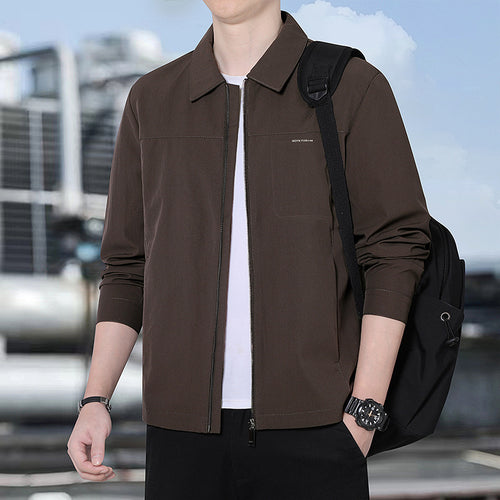 Herren leichte urbane Übergangsjacke mit Reißverschluss, Stehkragen und minimalistischem Design Drune