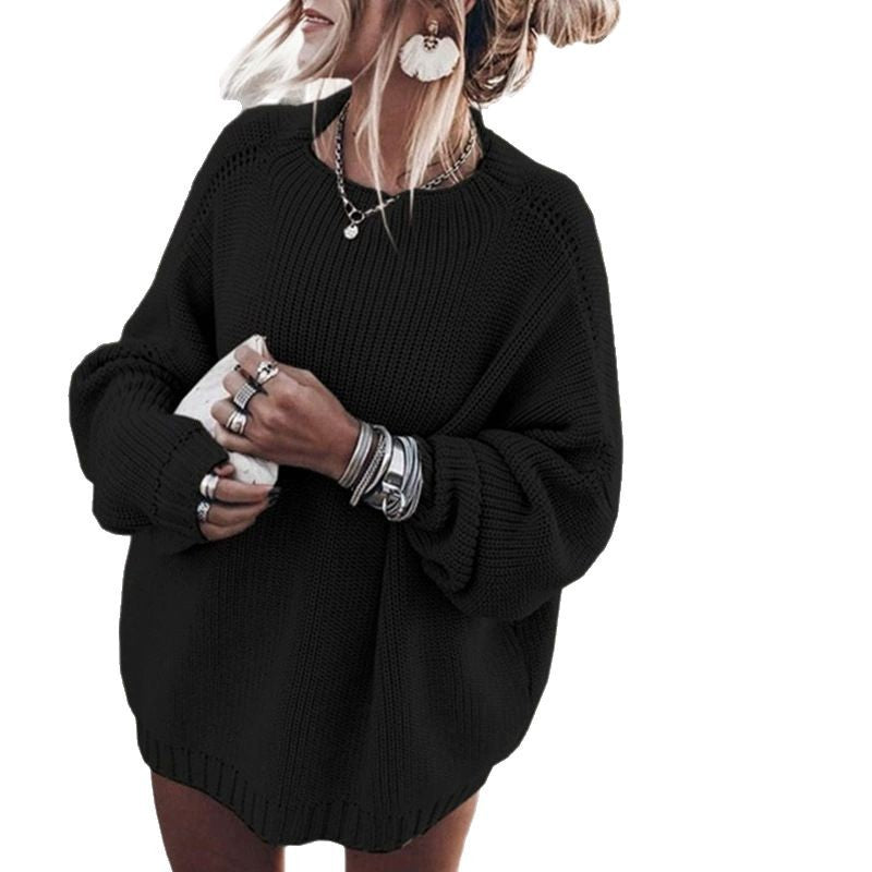 Damen gemütlicher Oversize-Strickpullover mit Ballonärmeln und strukturiertem Design Drune