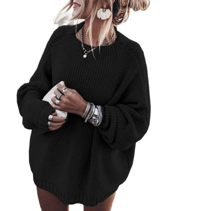Damen gemütlicher Oversize-Strickpullover mit Ballonärmeln und strukturiertem Design Drune
