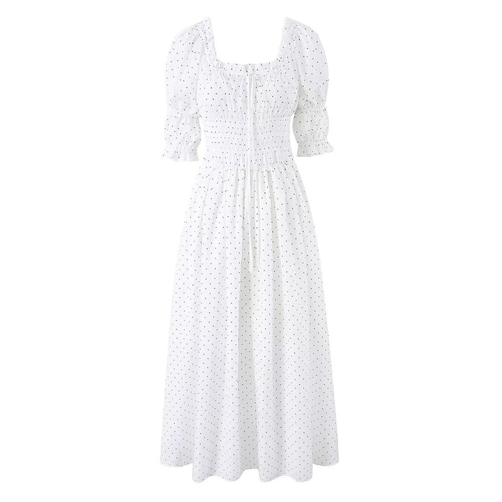 Damen Midikleid mit Smok-Taillenpartie, gerafften Puffärmeln und Quadrat‑Ausschnitt Drune