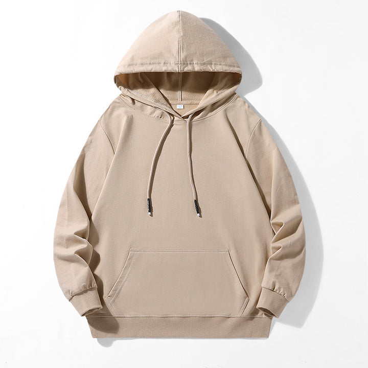 Unisex Locker geschnittener Kapuzenpullover aus Baumwollmix mit Kängurutasche und Kordelzug Drune