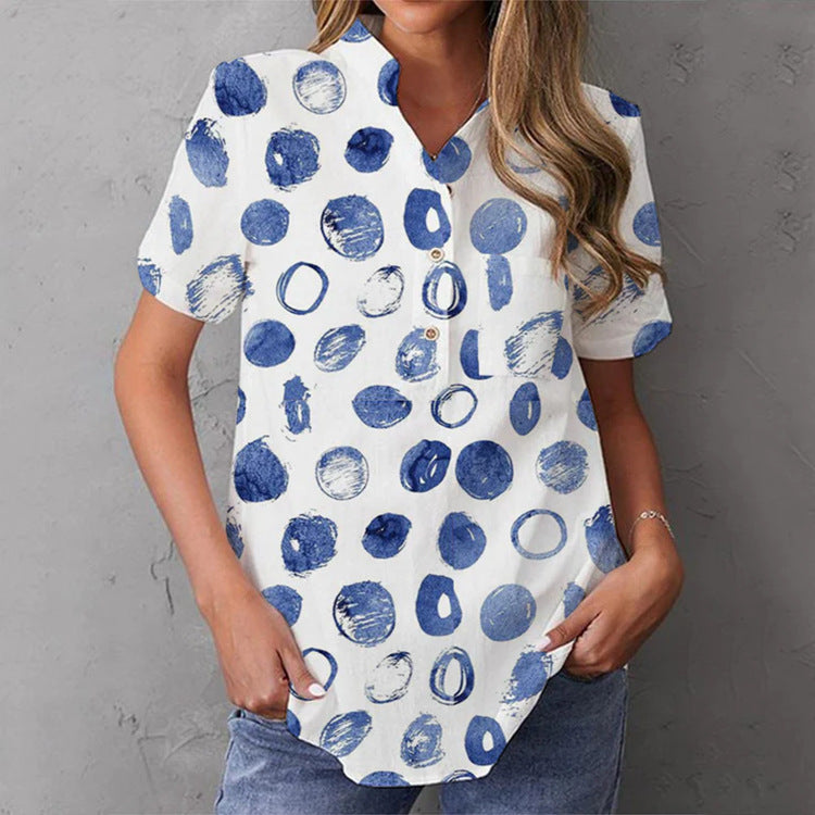 Damen elegante und florale Bluse mit Knopfdetail Drune