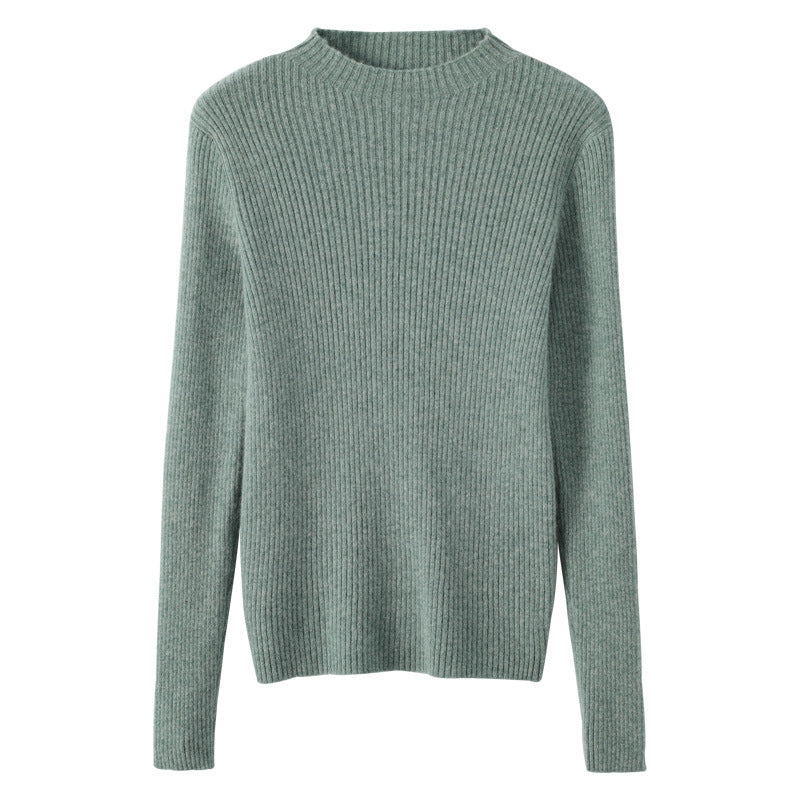 Damen Luxus-Feinstrickpullover mit schmaler Rippenstruktur und kurzem Stehkragen Drune