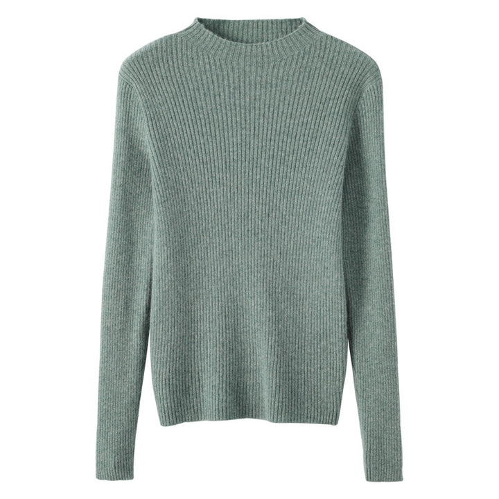 Damen Luxus-Feinstrickpullover mit schmaler Rippenstruktur und kurzem Stehkragen Drune