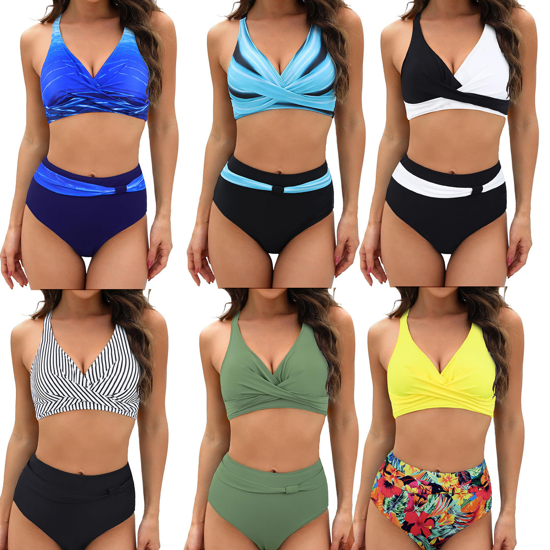 Damen Sportliches Bikini-Set mit stylischem Wickeloberteil und hochgeschnittenem Slip Drune