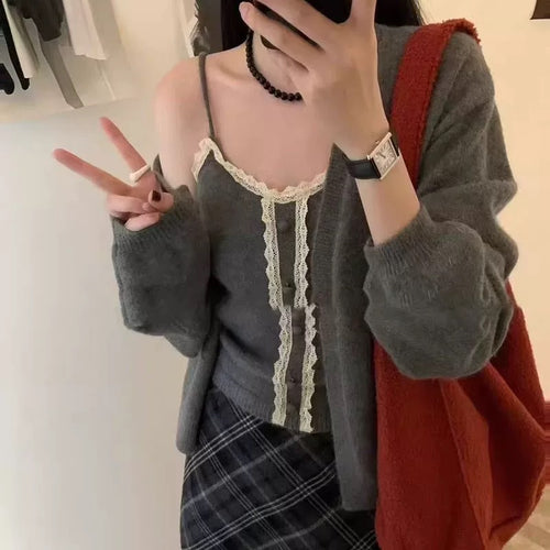 Damen Strickshirt mit romantischem Spitzenbesatz und lässigem Schnitt Drune
