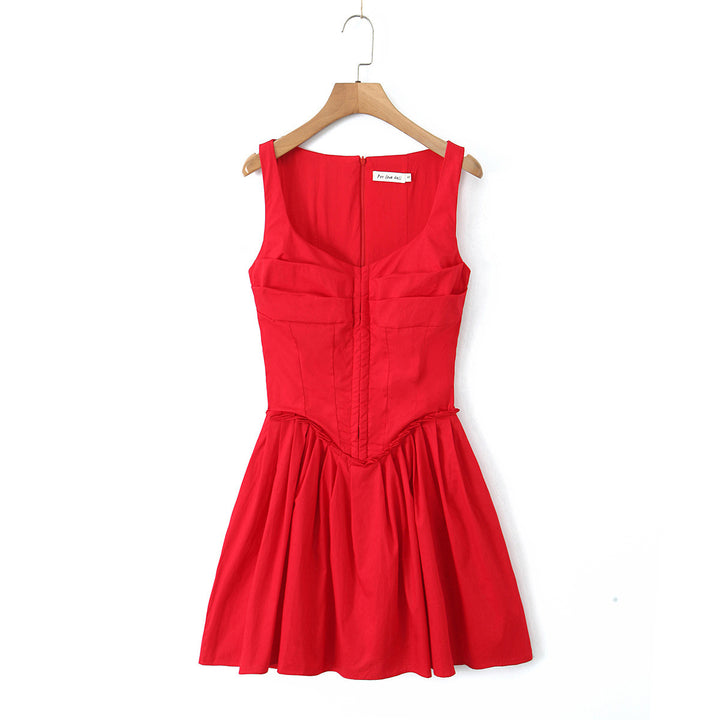 Damen elegantes Kleid mit A-Linien-Schnitt und edlen Rüschendetails Drune