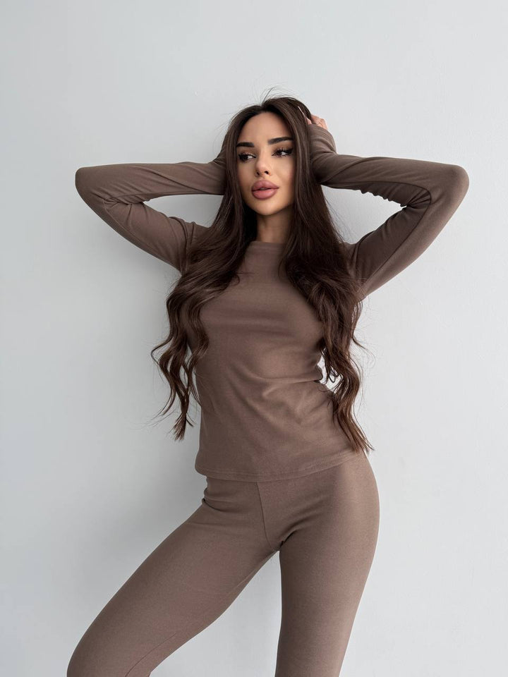 Damen Sportliches Longsleeve-Set mit atmungsaktiven Eigenschaften und enganliegenden Hosen Drune
