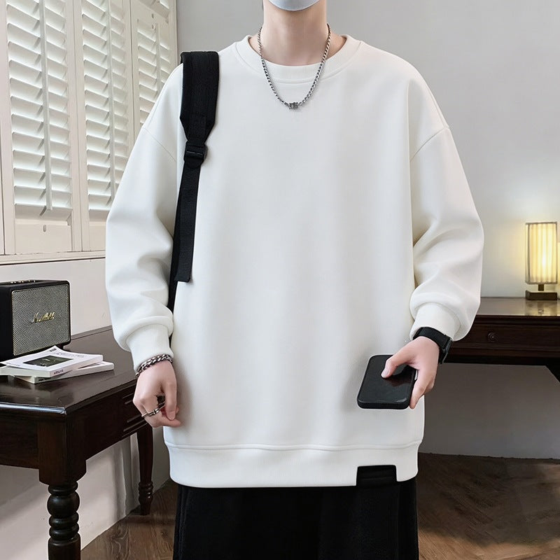 Herren Oversize‑Sweatshirt mit kontrastierenden Ärmeln, Rundhalsausschnitt & Labelpatch Drune