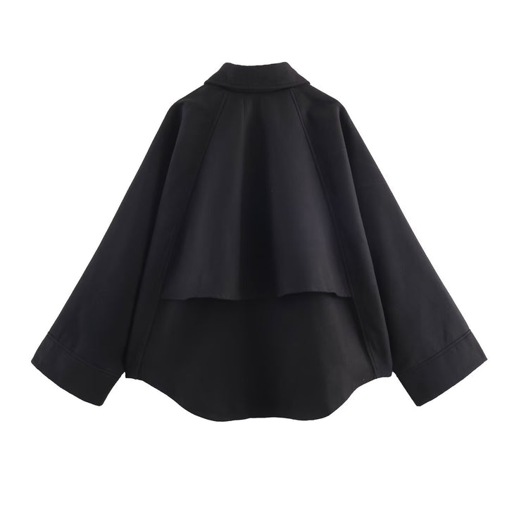 Damen minimalistische Übergangsjacke mit hohem Kragen Drune