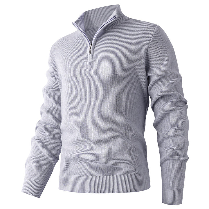 Herren Feinstrick‑Halbzip‑Pullover mit geripptem Mockneck und schlanker Passform Drune