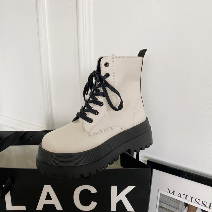 Damen Schnürstiefel mit robuster Plateausohle und elegantem Obermaterial Drune
