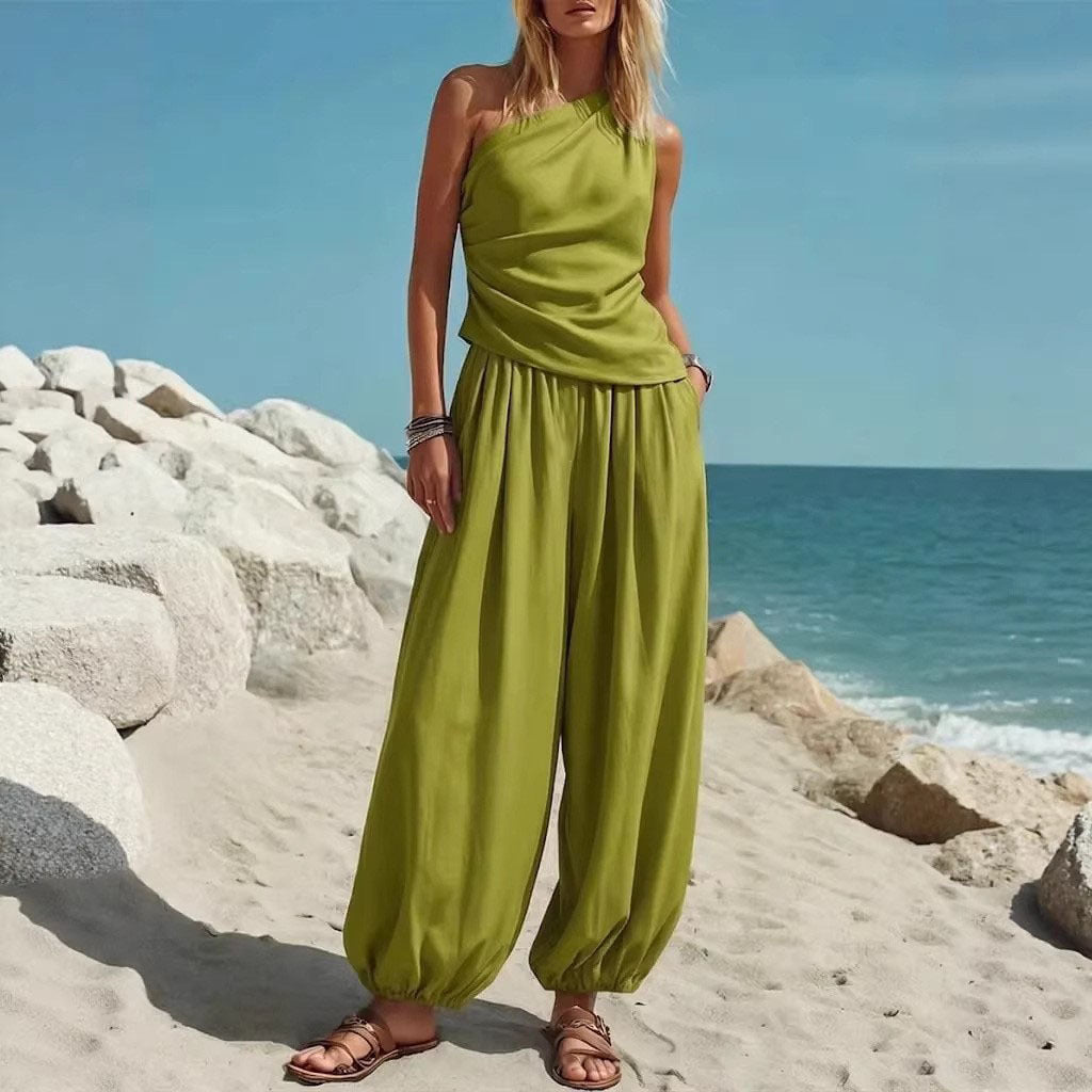Damen Elegantes Einteiler-Outfit mit Fließendem Schnitt und One-Shoulder-Design Drune