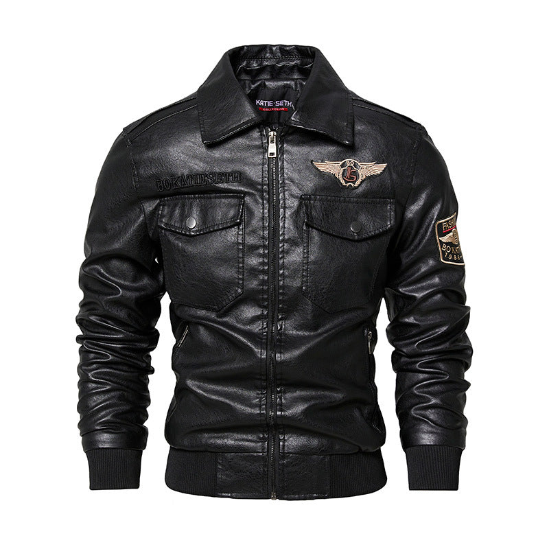 Herren Lässige Kunstlederjacke mit weichem Teddyfutter Drune