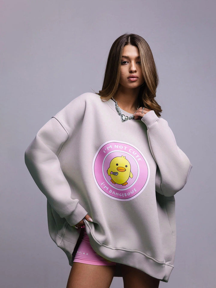 Damen lässiger Sweatshirt mit kontrastivem Druck Drune