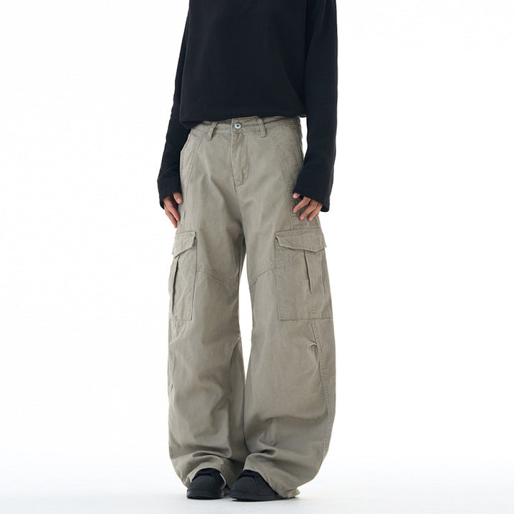 Unisex Ultraweite Cargohose mit tiefem Schritt und großen Klappentaschen Drune