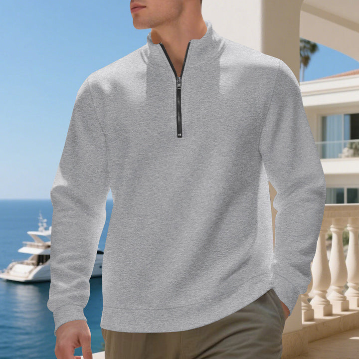 Herren sportlicher Pullover mit halbem Reißverschluss und atmungsaktiver Struktur Drune