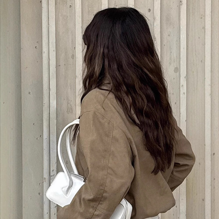 Damen lässige Wildlederjacke im Oversized-Schnitt Drune